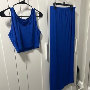 Royal Blue Two-Piece Set – Crop Tank + Maxi Skirt (XL)